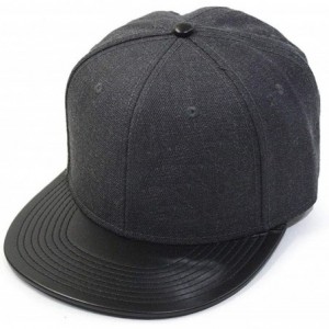Baseball Caps Premium Heather Wool Blend Flat Bill Adjustable Snapback Hats Baseball Caps (Leather Black/Heather Black) - CX1...