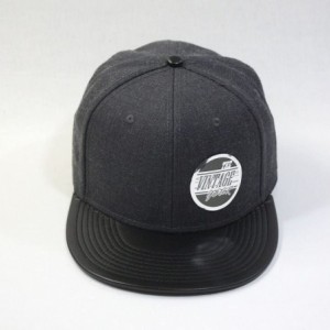 Baseball Caps Premium Heather Wool Blend Flat Bill Adjustable Snapback Hats Baseball Caps (Leather Black/Heather Black) - CX1...