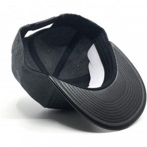 Baseball Caps Premium Heather Wool Blend Flat Bill Adjustable Snapback Hats Baseball Caps (Leather Black/Heather Black) - CX1...