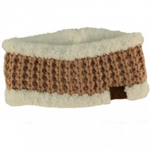 Cold Weather Headbands Winter CC Sherpa Polar Fleece Lined Thick Knit Headband Headwrap Hat Cap - Rose - CR187GDSRAG $7.64