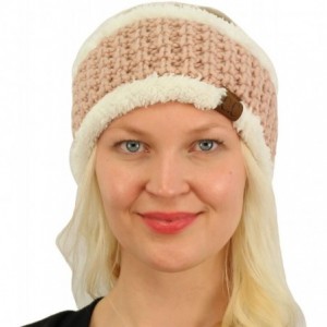 Cold Weather Headbands Winter CC Sherpa Polar Fleece Lined Thick Knit Headband Headwrap Hat Cap - Rose - CR187GDSRAG $19.34