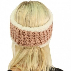 Cold Weather Headbands Winter CC Sherpa Polar Fleece Lined Thick Knit Headband Headwrap Hat Cap - Rose - CR187GDSRAG $7.64