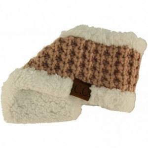 Cold Weather Headbands Winter CC Sherpa Polar Fleece Lined Thick Knit Headband Headwrap Hat Cap - Rose - CR187GDSRAG $7.64