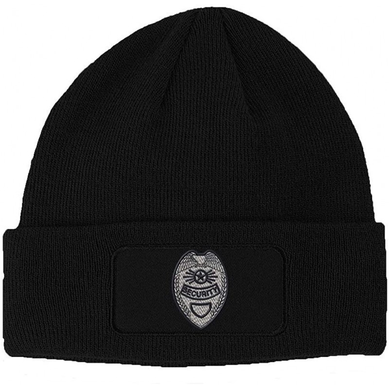 Skullies & Beanies Custom Patch Beanie Security Badge Embroidery Skull Cap Hats for Men & Women - Black - CY186H55XOW $17.88