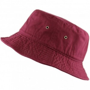 Bucket Hats Women's Low Profile Washed Cotton Bucket Hat Foldable Sun Buckets Cap - Red - CU18U3D7UTC $12.15