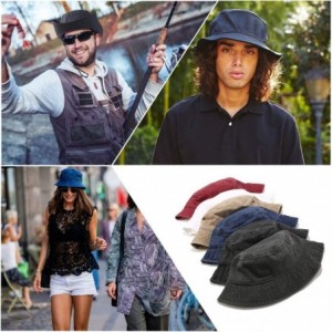 Bucket Hats Women's Low Profile Washed Cotton Bucket Hat Foldable Sun Buckets Cap - Red - CU18U3D7UTC $12.15