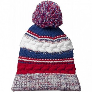 Skullies & Beanies Men's Pom Pom Team Beanie - True Red/ True Royal/ White - CX11QDSN86N $11.26