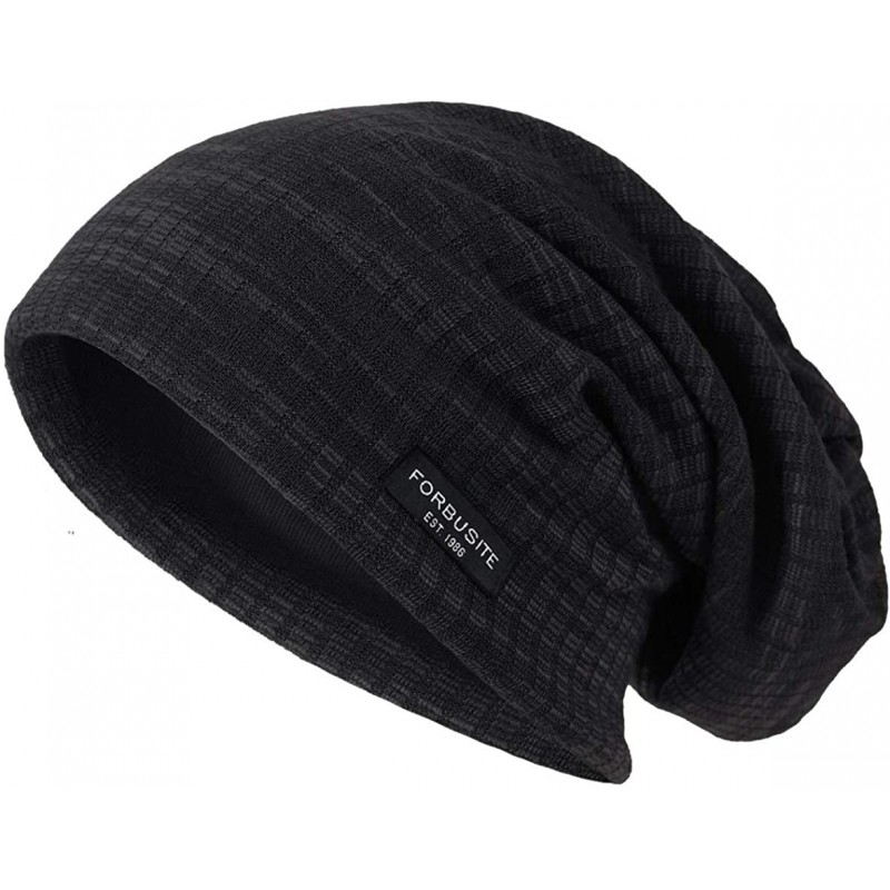 Skullies & Beanies Mens Slouchy Beanie Skull Cap Summer Thin Baggy Oversized Knit Hat B301 - B18h-black - C318C8EA6W7 $12.04