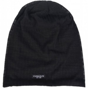 Skullies & Beanies Mens Slouchy Beanie Skull Cap Summer Thin Baggy Oversized Knit Hat B301 - B18h-black - C318C8EA6W7 $12.04