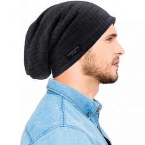 Skullies & Beanies Mens Slouchy Beanie Skull Cap Summer Thin Baggy Oversized Knit Hat B301 - B18h-black - C318C8EA6W7 $12.04