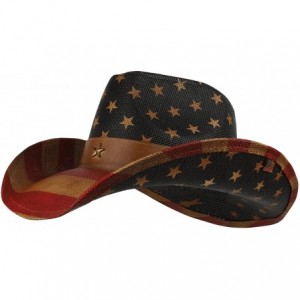 Cowboy Hats Vintage American Flag Western Paper Straw Cowboy Cowgirl Hat - Usa - C618DMG855G $49.19