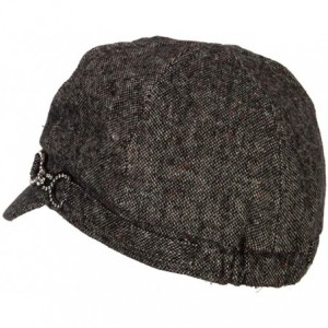 Newsboy Caps Rhinestone Metal Buckle Trim Tweed Newsboy Cap - Grey - C318K29ZZ0Q $21.15