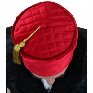 Skullies & Beanies Men's Velvet Quilted Smoking Cap - Red - CC120804OV9 $42.27