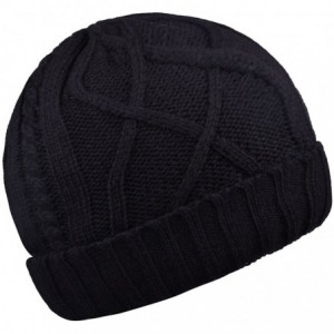 Skullies & Beanies Cotton Skull Cap Slouch Hat Thick Knit Winter Ski Caps Beanie Hats for Women and Men - Black - C9187E4LX9R...