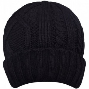 Skullies & Beanies Cotton Skull Cap Slouch Hat Thick Knit Winter Ski Caps Beanie Hats for Women and Men - Black - C9187E4LX9R...