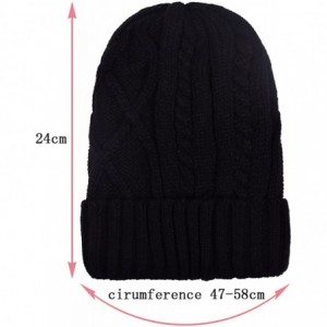 Skullies & Beanies Cotton Skull Cap Slouch Hat Thick Knit Winter Ski Caps Beanie Hats for Women and Men - Black - C9187E4LX9R...