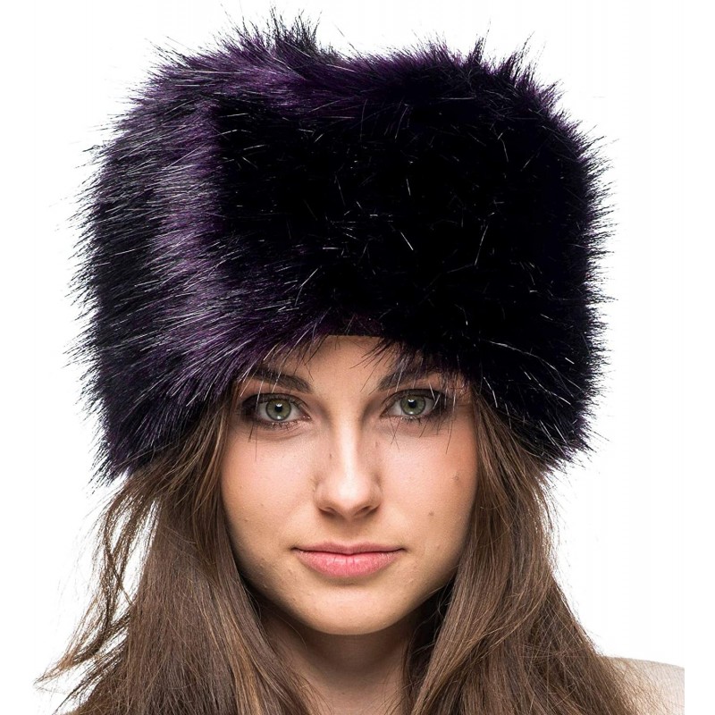 Bomber Hats Russian Faux Fur Hat for Women - Like Real Fur - Comfy Cossack Style - Dark Purple - CE11G3LWB3B $18.74