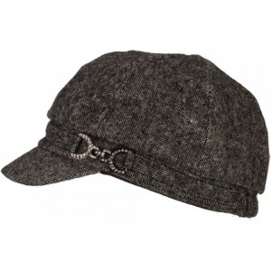 Newsboy Caps Rhinestone Metal Buckle Trim Tweed Newsboy Cap - Grey - C318K29ZZ0Q $21.15