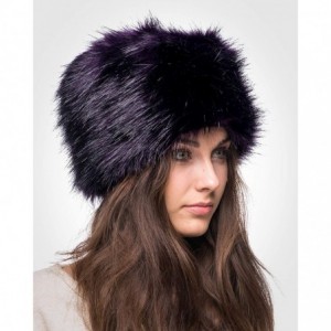 Bomber Hats Russian Faux Fur Hat for Women - Like Real Fur - Comfy Cossack Style - Dark Purple - CE11G3LWB3B $18.74