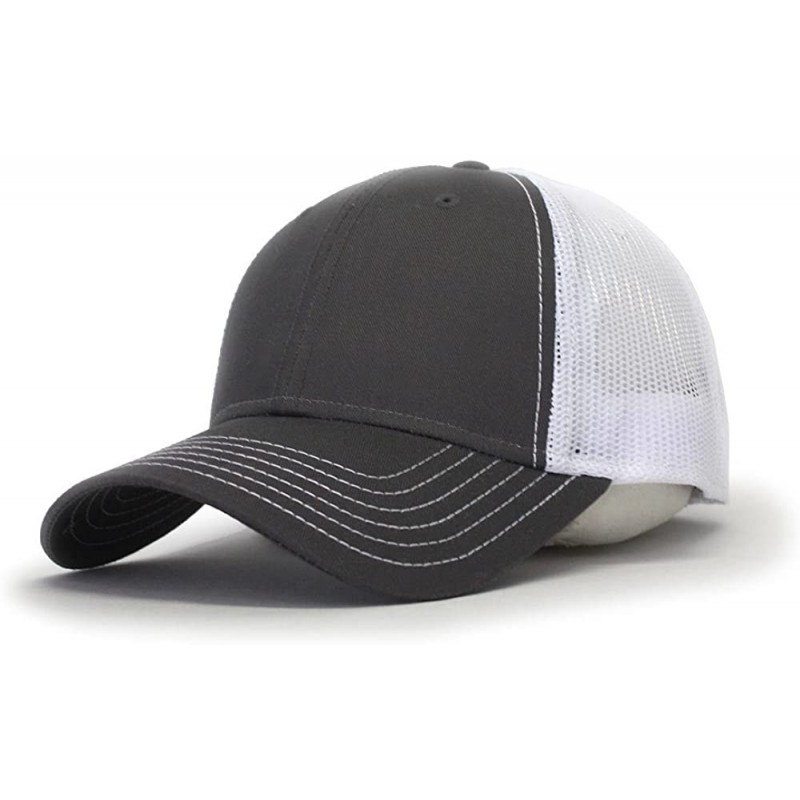 Baseball Caps Plain Two Tone Cotton Twill Mesh Adjustable Trucker Baseball Cap - Charcoal Gray/White - C018ERKKWSN $9.05