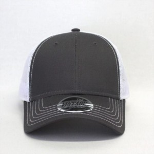 Baseball Caps Plain Two Tone Cotton Twill Mesh Adjustable Trucker Baseball Cap - Charcoal Gray/White - C018ERKKWSN $9.05