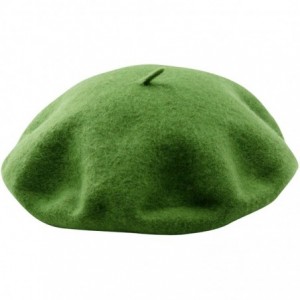 Berets Women Or Men 100% Wool Solid Berets French Beret - Olive Green - CC187E0T4LS $12.99