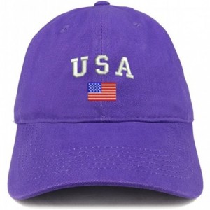 Baseball Caps American Flag and USA Embroidered Dad Hat Patriotic Cap - Purple - C8185HRRWGH $22.44