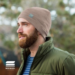 Skullies & Beanies Unisex Merino Wool Cuff Beanie Hat - Choose Your Color - Khaki - CI192T4ZQTS $15.62