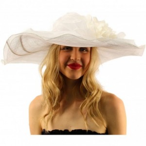 Sun Hats Victorian Layered Sinamay Floral Feathers Derby Floppy Wide 7"+ Dress Hat - White - CS17WX63ODL $46.34