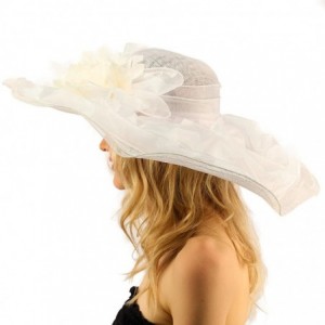 Sun Hats Victorian Layered Sinamay Floral Feathers Derby Floppy Wide 7"+ Dress Hat - White - CS17WX63ODL $46.34