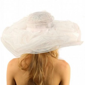 Sun Hats Victorian Layered Sinamay Floral Feathers Derby Floppy Wide 7"+ Dress Hat - White - CS17WX63ODL $46.34