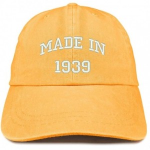 Baseball Caps Made in 1939 Text Embroidered 81st Birthday Washed Cap - Mango - CI18C7HKTK2 $17.46