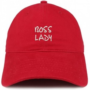 Baseball Caps Boss Lady Embroidered Soft Cotton Dad Hat - Red - CL18EYCS9C6 $14.30