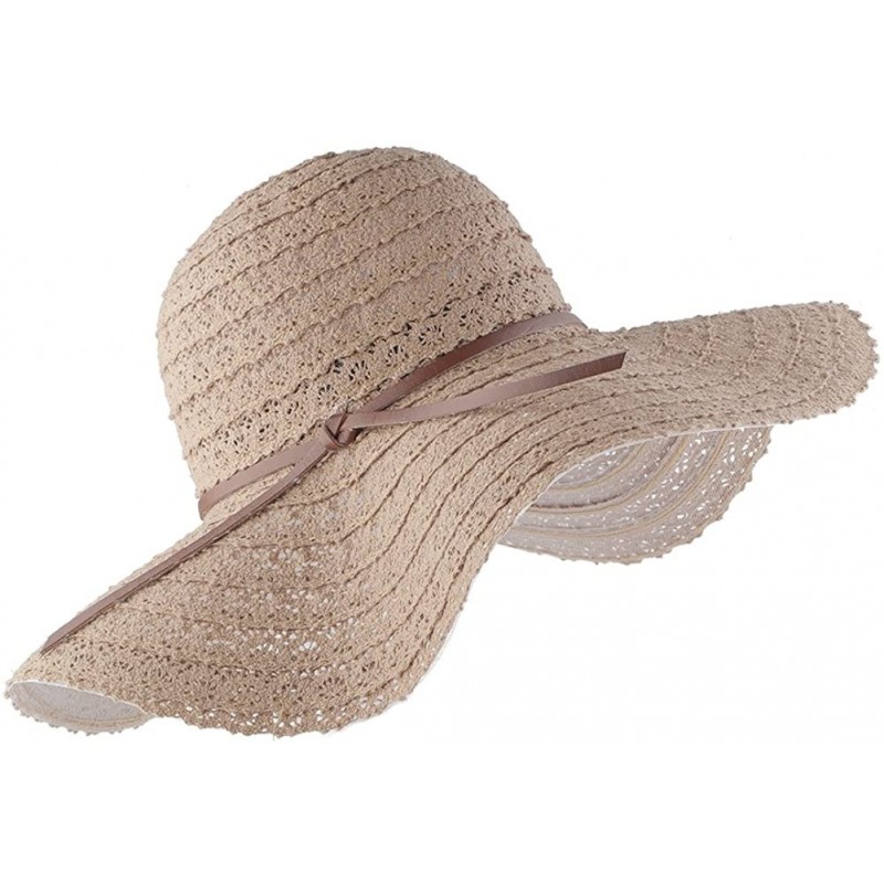 Sun Hats Summer Beach Sun Hats for Women Foldable UPF 50 Travel Packable Floppy Wide Brim UV Beach Sun Hat - Khaki02 - CW18O2...