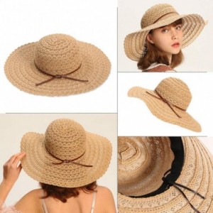 Sun Hats Summer Beach Sun Hats for Women Foldable UPF 50 Travel Packable Floppy Wide Brim UV Beach Sun Hat - Khaki02 - CW18O2...