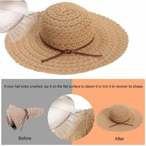 Sun Hats Summer Beach Sun Hats for Women Foldable UPF 50 Travel Packable Floppy Wide Brim UV Beach Sun Hat - Khaki02 - CW18O2...