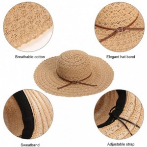 Sun Hats Summer Beach Sun Hats for Women Foldable UPF 50 Travel Packable Floppy Wide Brim UV Beach Sun Hat - Khaki02 - CW18O2...