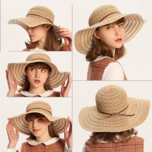 Sun Hats Summer Beach Sun Hats for Women Foldable UPF 50 Travel Packable Floppy Wide Brim UV Beach Sun Hat - Khaki02 - CW18O2...