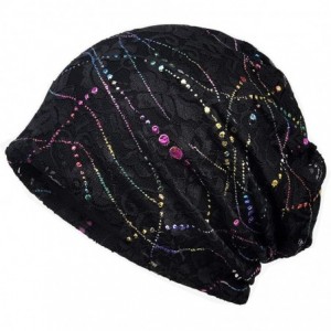Skullies & Beanies Lace Beanies Chemo Caps Cancer Skull Cap Knitted hat for Womens - B-black - CA18LWNU3XU $13.04