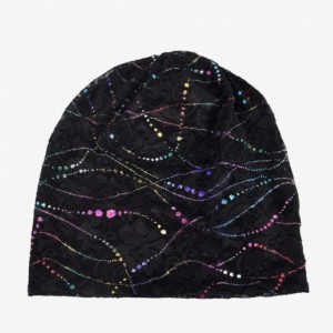 Skullies & Beanies Lace Beanies Chemo Caps Cancer Skull Cap Knitted hat for Womens - B-black - CA18LWNU3XU $13.04