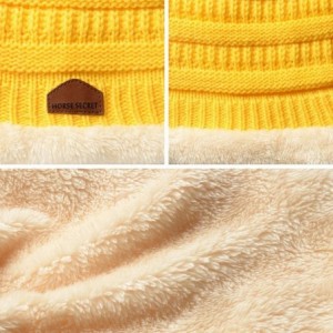 Skullies & Beanies Womens Ponytail Beanie Hats Warm Fuzzy Lined Soft Stretch Cable Knit Messy High Bun Cap - C118IOXOA5U $10.14