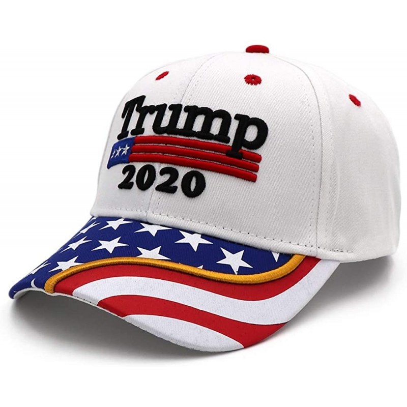 Baseball Caps Keep America Great Hat Donald Trump President 2020 Slogan with USA Flag Cap Adjustable Baseball Cap - White 8 -...