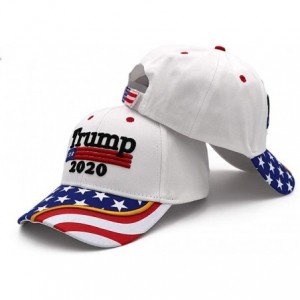 Baseball Caps Keep America Great Hat Donald Trump President 2020 Slogan with USA Flag Cap Adjustable Baseball Cap - White 8 -...