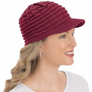 Skullies & Beanies Winter Hat with Brim - Wine - CR186LI40Y3 $11.49