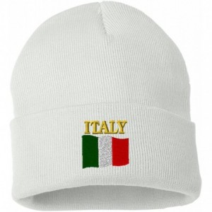 Skullies & Beanies ITALY COUNTRY FLAG Custom Personalized Embroidery Embroidered Beanie - White - C2186TEQXAS $30.84