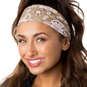 Headbands Adjustable & Stretchy Printed Xflex Wide Headbands for Women Girls & Teens (Printed Tan Bandana) - CE189979D73 $26.10