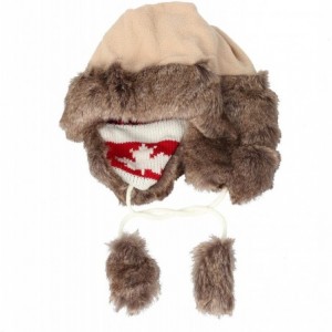 Skullies & Beanies Fleece Maple Fair Isle Knit Beanie Hat Earflaps Cap FZ70021 - Red - CF18KZY5WCS $13.57