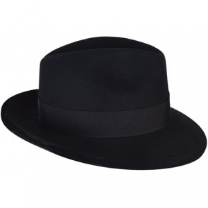 Fedoras 100% Wool Frederick Wide Brim Fedora Hat - Black - CG12NDYMIM4 $42.71