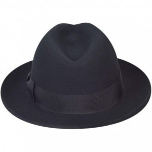 Fedoras 100% Wool Frederick Wide Brim Fedora Hat - Black - CG12NDYMIM4 $42.71