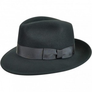Fedoras 100% Wool Frederick Wide Brim Fedora Hat - Black - CG12NDYMIM4 $42.71